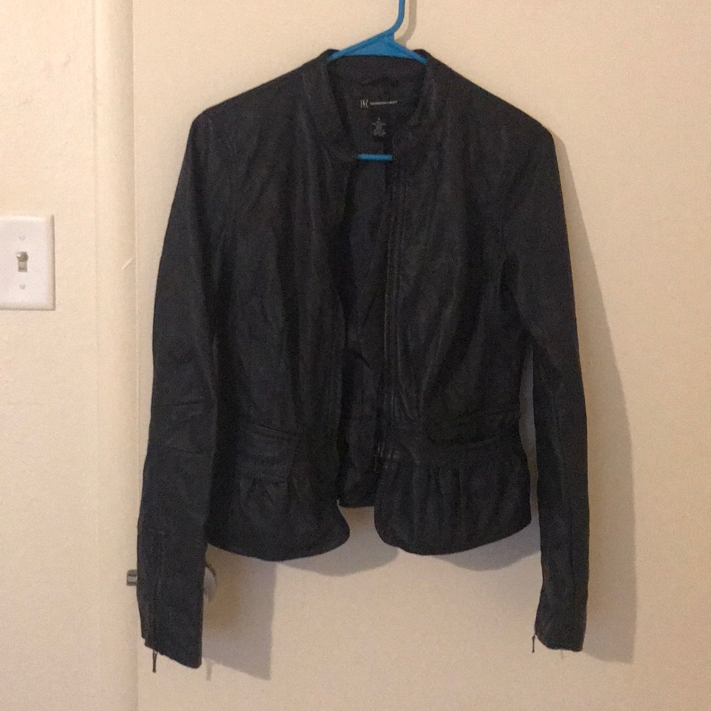 Navy Blue Leather Jacket